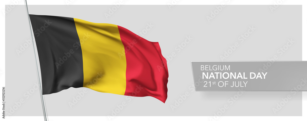 Obraz premium Belgium happy national day greeting card, banner vector illustration