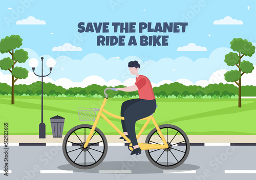Lets Play Bicycle Social Media Template Flat Cartoon Background Vector Illustration