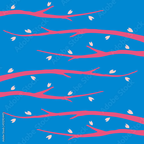 Tree Branches and Flower Petals Illustration - Vector 