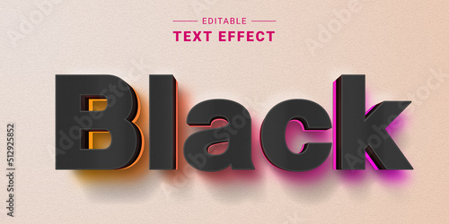 Editable 3D Text Effect Mockup. Black Graphic Style