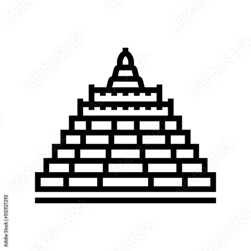 borobudur asian building line icon vector. borobudur asian building sign. isolated contour symbol black illustration