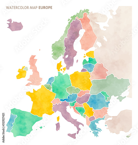 Watercolor map of Europe