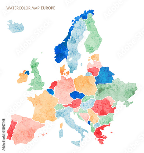 Watercolor map of Europe