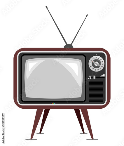 illustration vintage old antique television and antenna. antique television old retro. old television in cartoon form.
