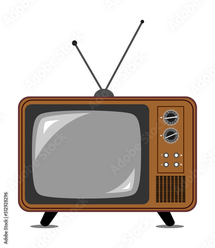 illustration vintage old antique television and antenna. antique television old retro. old television in cartoon form.
