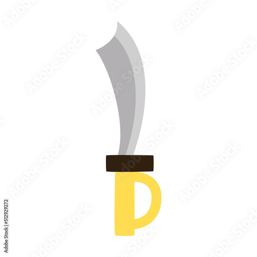 Vector illustration of hand drawn sword on white background.
