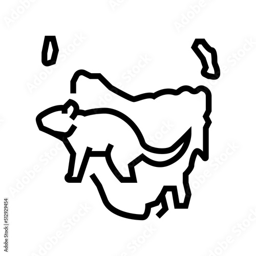 Fotografiet tasmania animal line icon vector