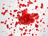splashes of red paint are merged in a drop