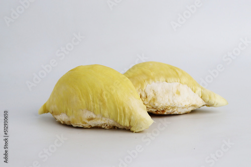 Durian pulp on white background