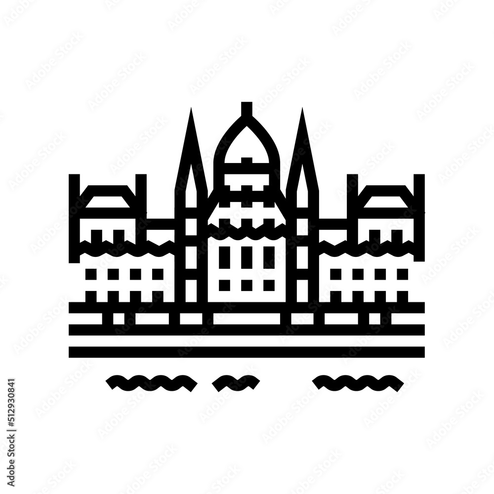 hungarian parliament building line icon vector. hungarian parliament building sign. isolated contour symbol black illustration