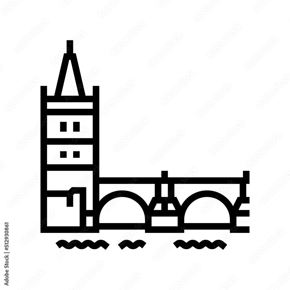 charles bridge line icon vector. charles bridge sign. isolated contour symbol black illustration