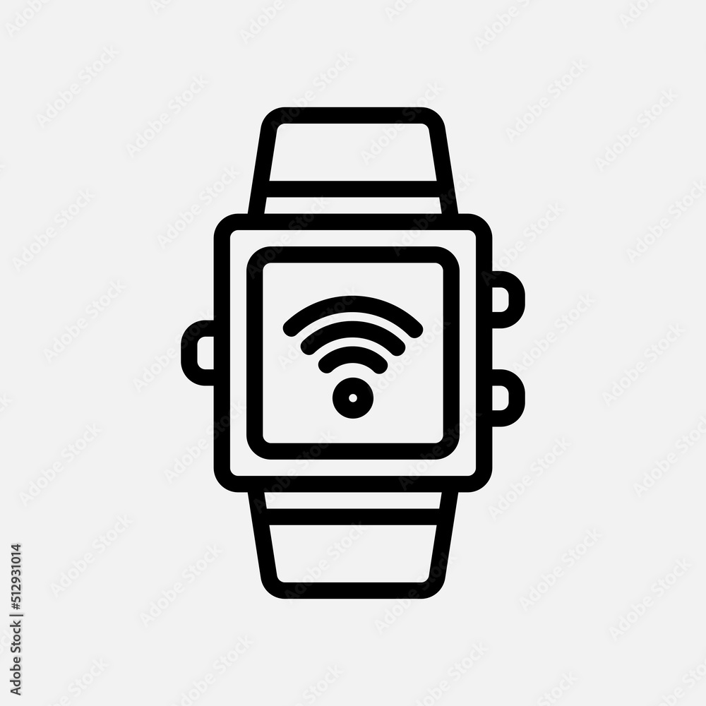 Smart watch icon in line style about smart home, use for website mobile app presentation Smart watch icon in line style about smart home, use for website mobile app presentation