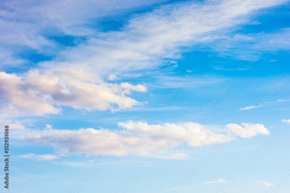 blue sky and white clouds on a sunny weather. world environment day concept. nature series in summer. creative gradient background for installation and design