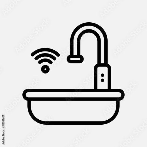 Smart sink icon in line style about smart home, use for website mobile app presentation