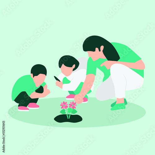 Spend Time with Kids Vector Illustration