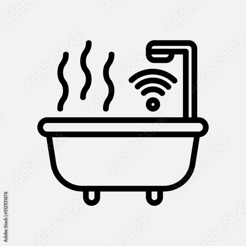 Smart bathtub icon in line style about smart home, use for website mobile app presentation