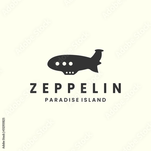 airship with vintage style logo icon template design. blimp , balloon, zeppelin, vector illustration