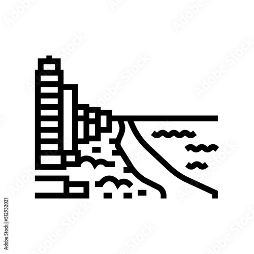 miami beach line icon vector. miami beach sign. isolated contour symbol black illustration