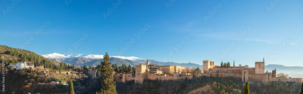 Granada panoramic view of Alhambra- Andalusia region in Spain