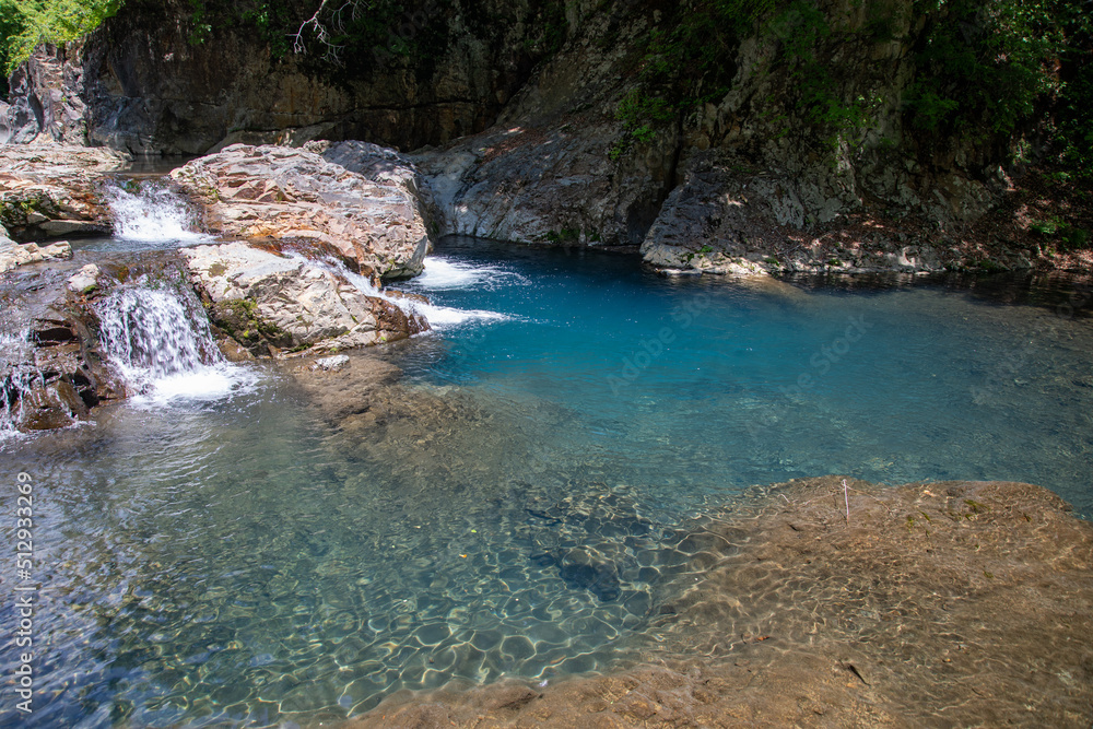 View of Shima potholes near Shima hotsprings, Gunma, Japan