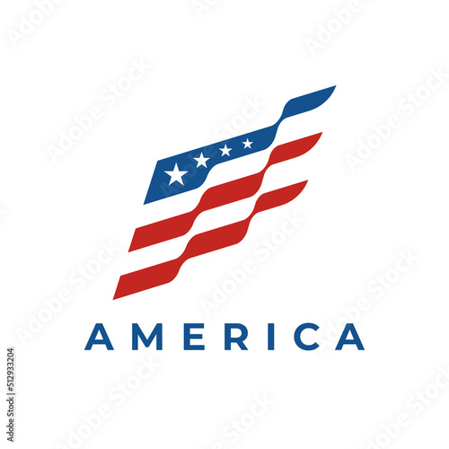 Abstract American flag icon. USA logo banner. United States of America emblem. 4th of July Independence Day symbol. Vector illustration