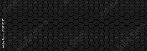 Embossed hexagon. Abstract honeycomb. Abstract tortoiseshell. Abstract football. Black metal background