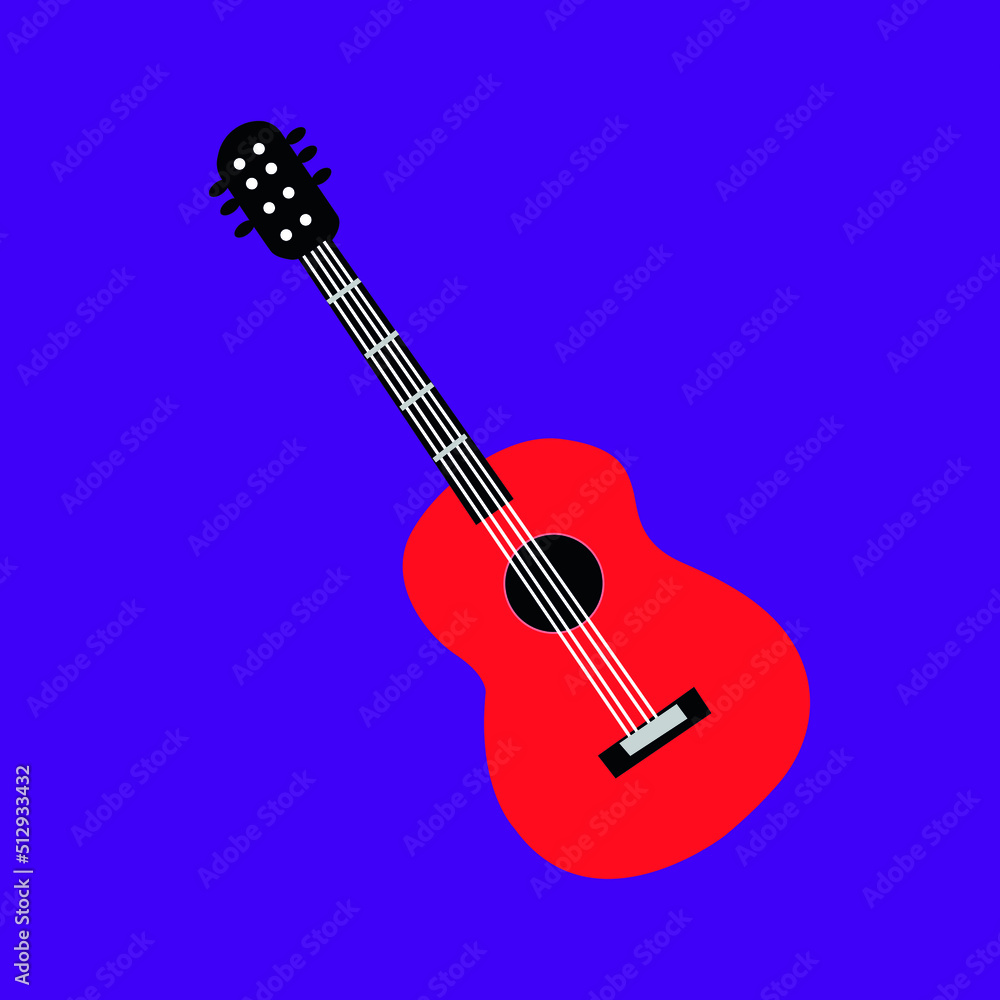 Fototapeta premium Acoustic guitar. Musical instrument, illustration, vector