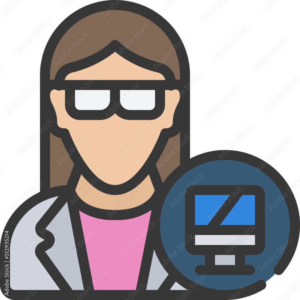 Female Computer Scientist Icon Female Computer Scientist Icon