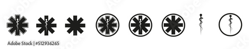 The star of life. Ambulance or technical paramedic. Simple icons isolated on a white background. Vector illustration  eps10