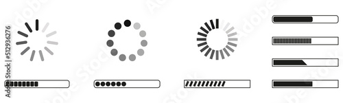 Install download bar icons. For your site. Download status on white background. Vector illustration