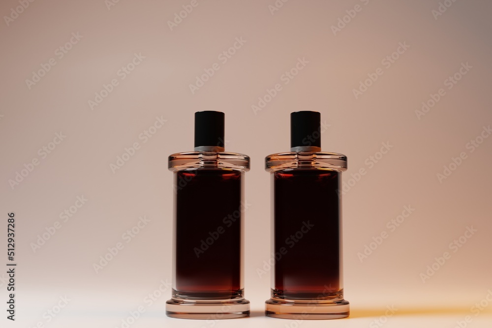front view perfume bottle on 3d rendering