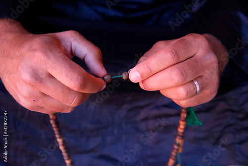 Muslim with prayer beads, Marrakesh, Morocco. 17.10.2019