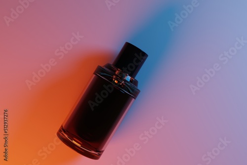 top view elegant perfume bottle on 3d rendering