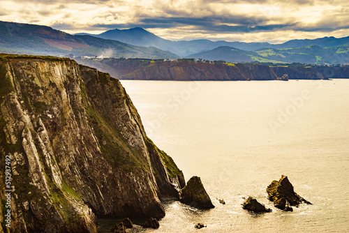 Asturias coast. Cabo Busto cliffs, Spain. photo