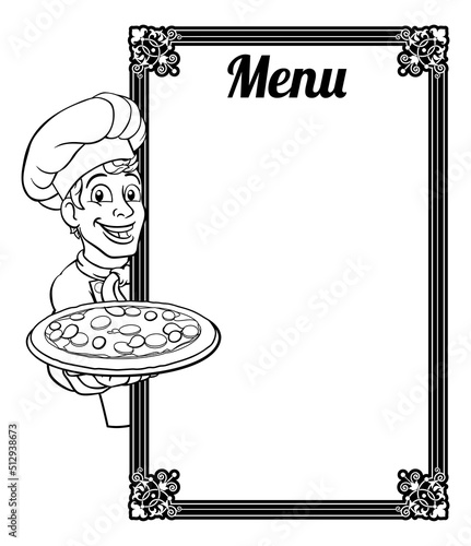 Pizza Chef Cook Cartoon Man...