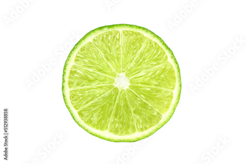 Front view of Fresh lime cut in half isolated on white background. Clipping path.