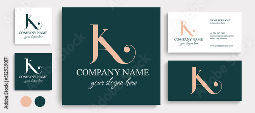 K letter monogram. Elegant luxury K logo. Calligraphic style. Vector design. Luxurious linear creative monogram.