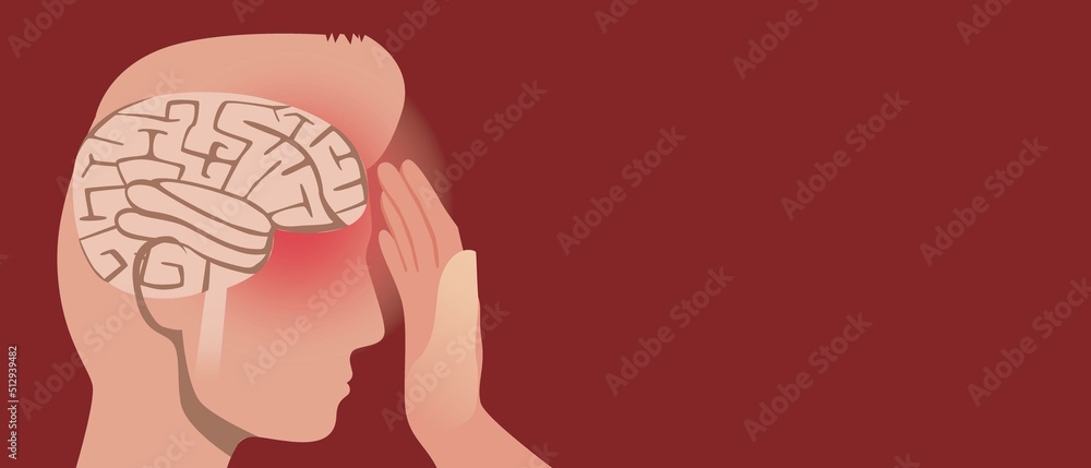 Head gol, copy space pattern, anatomical vector stock illustration with persona and migraine disease Head gol, copy space pattern, anatomical vector stock illustration with persona and migraine disease
