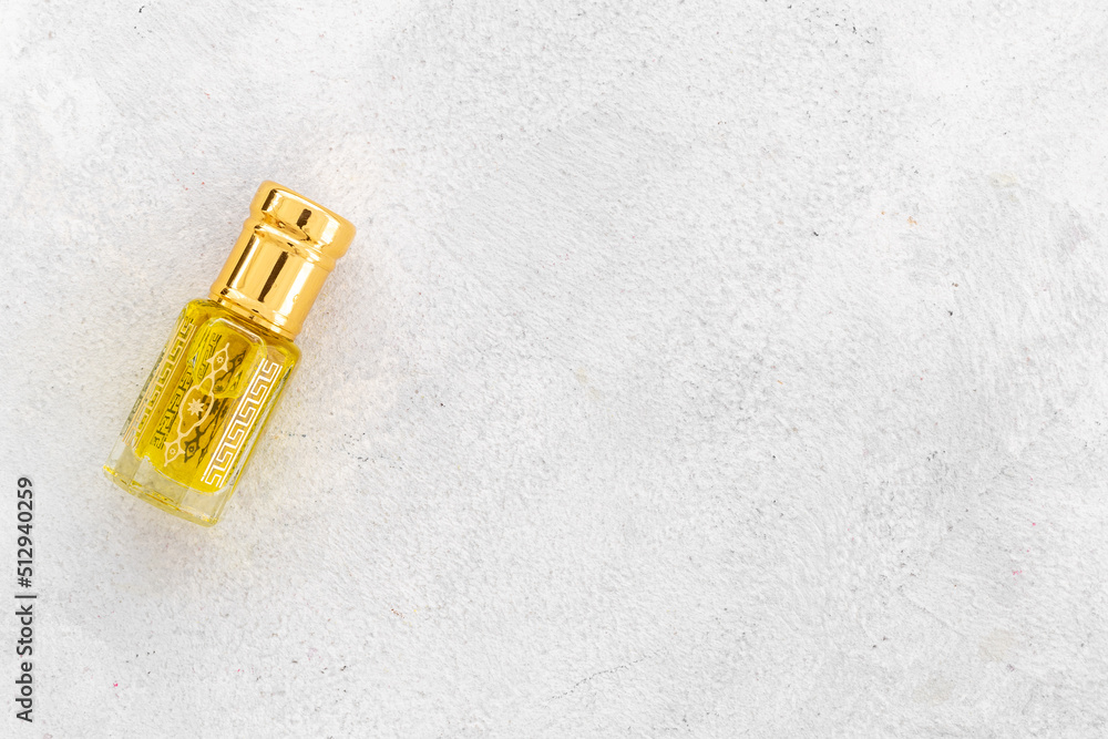 Close up of Arabian perfume - essential oil in bottle Close up of Arabian perfume - essential oil in bottle