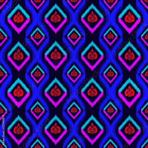 Abstractethnic geometric pattern design for background or wallpaper,Ikat geometric folklore ornament. Tribal ethnic vector texture. Seamless striped pattern in Aztec style. Figure tribal embroidery
