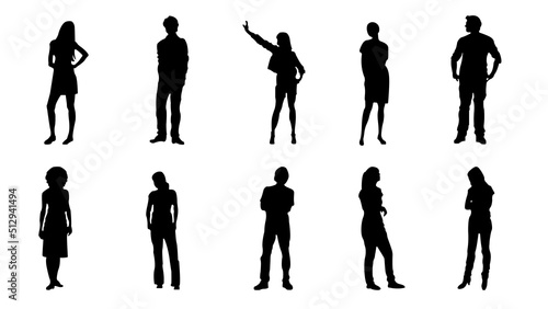 Set Of Person Standing Silhouettes