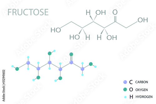Fructose molecular skeletal 3D chemical formula.	
