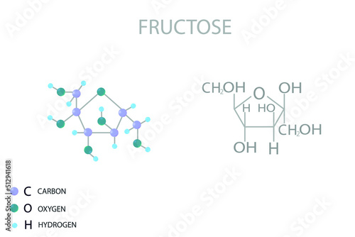 Fructose molecular skeletal 3D chemical formula.	
