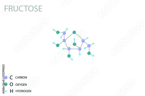 Fructose molecular skeletal 3D chemical formula.	
