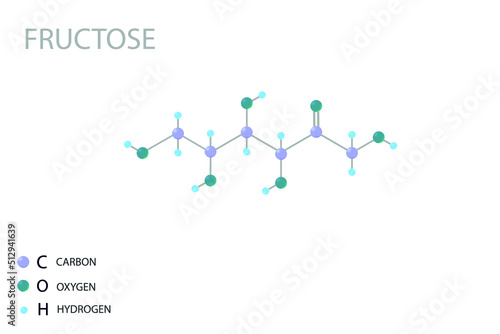 Fructose molecular skeletal 3D chemical formula.	
