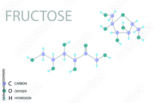 Fructose molecular skeletal 3D chemical formula.	

