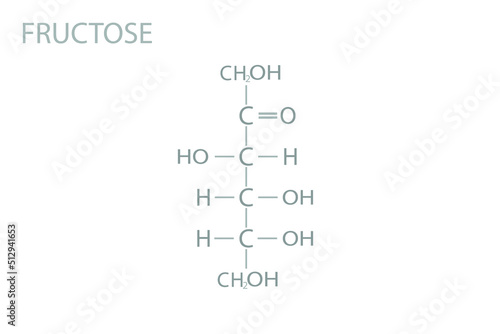 Fructose molecular skeletal chemical formula. 