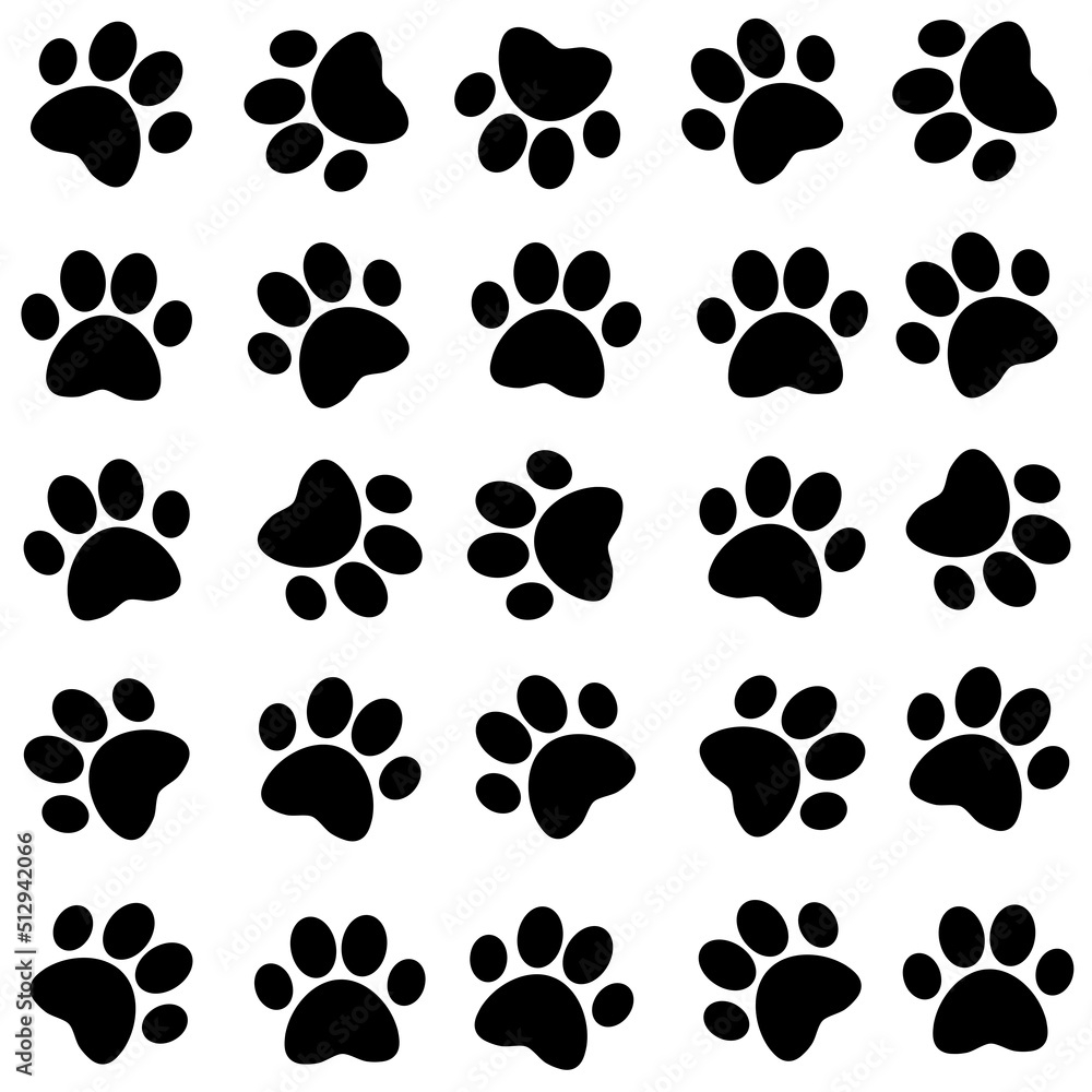 Dog Paw or Cat Paw Pattern. Vector Illustration. Dog Paw or Cat Paw Pattern. Vector Illustration.