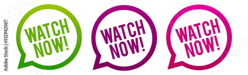 Watch now round web Buttons. Circle vector illustration.