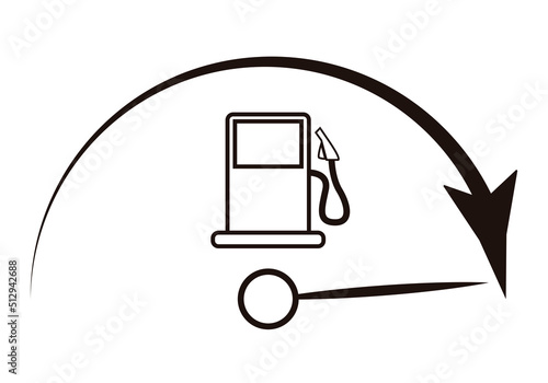 Icono negro de medidor de combusitlbe en fondo blanco.